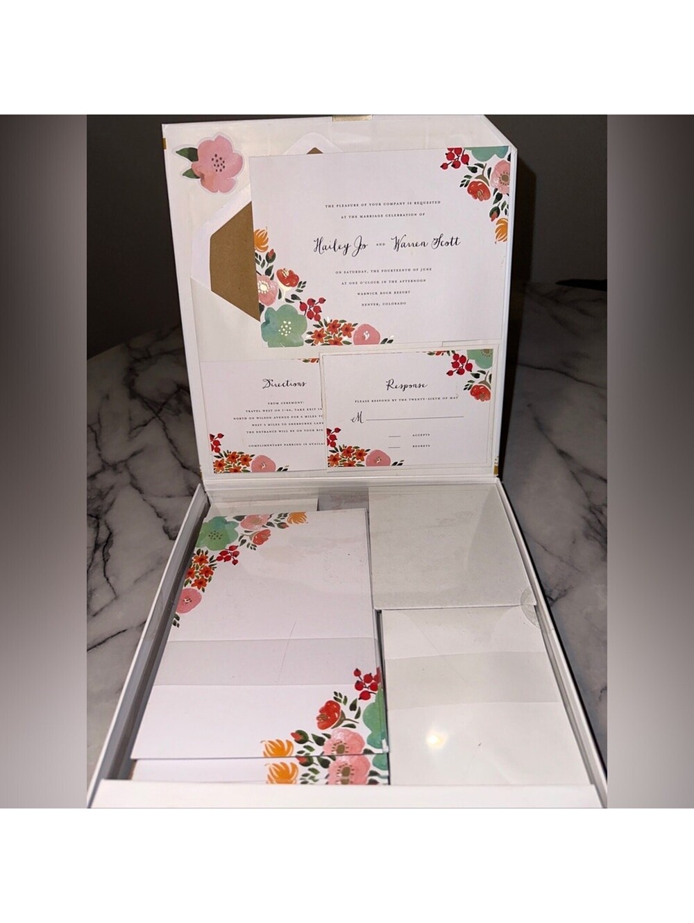 NEW Customizable Wedding Invitation & RSVP & Direction & Envelopes 30 Sets 180pc